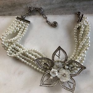 Givenchy Pearl Choker with Flower Broach